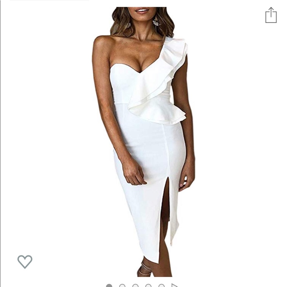 White one shoulder cocktail dress